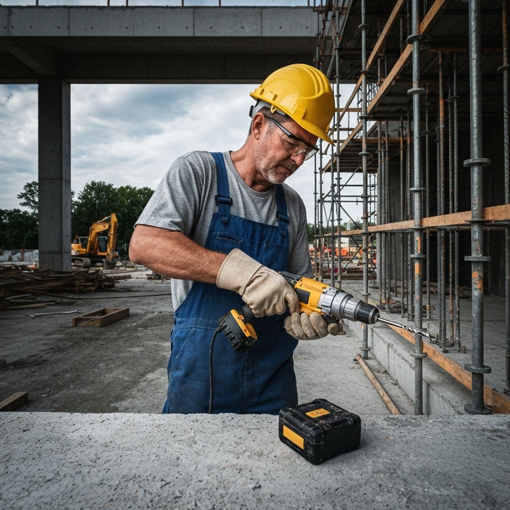 Professional using power tools on construction site