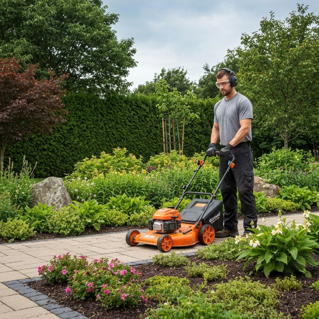 Professional landscaper at work